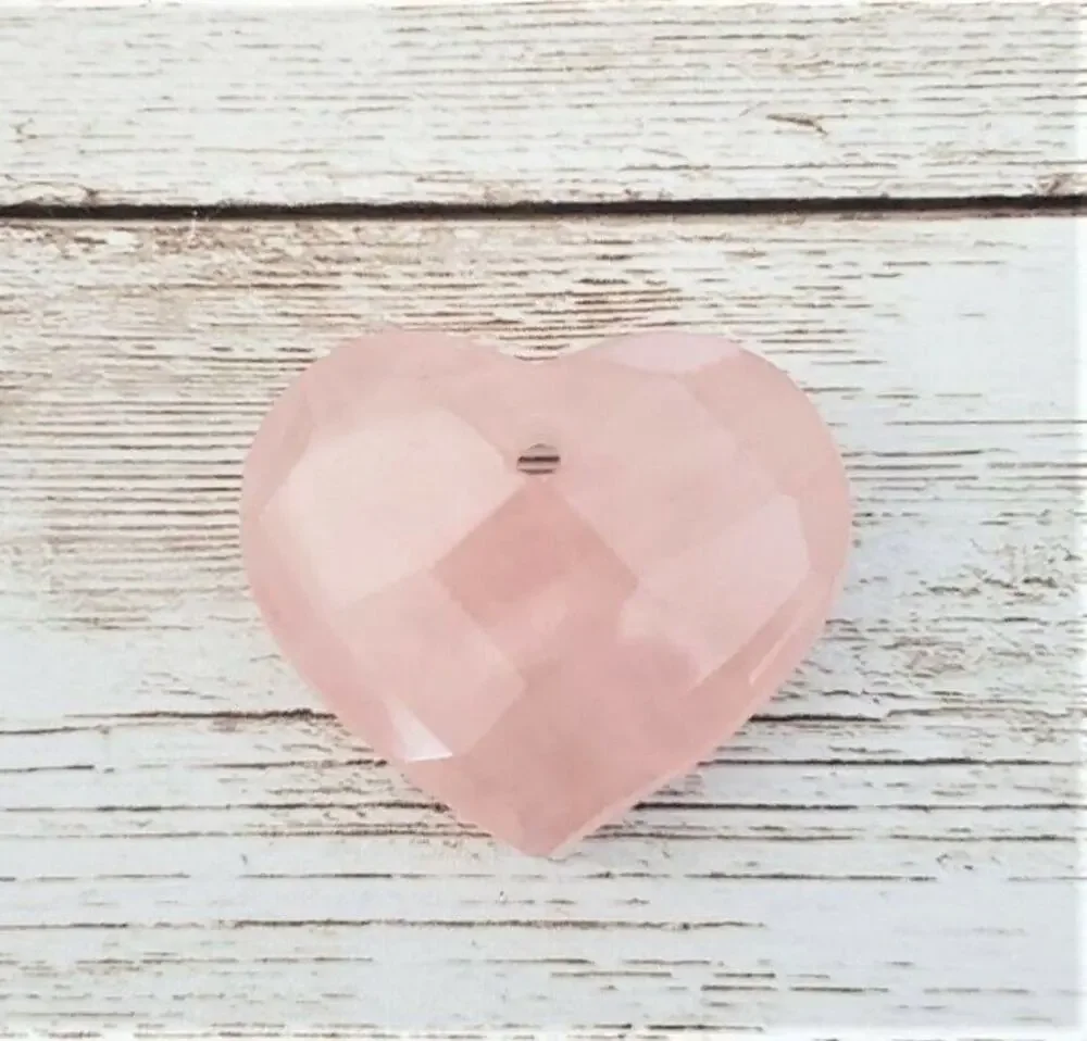 Faceted Pink Heart Pendant Rose Quartz (No Chain Included)